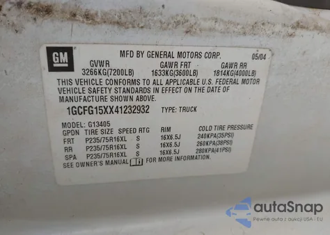 2004 Chevrolet Express from USA, damaged, VIN 1GCFG15XX41232932